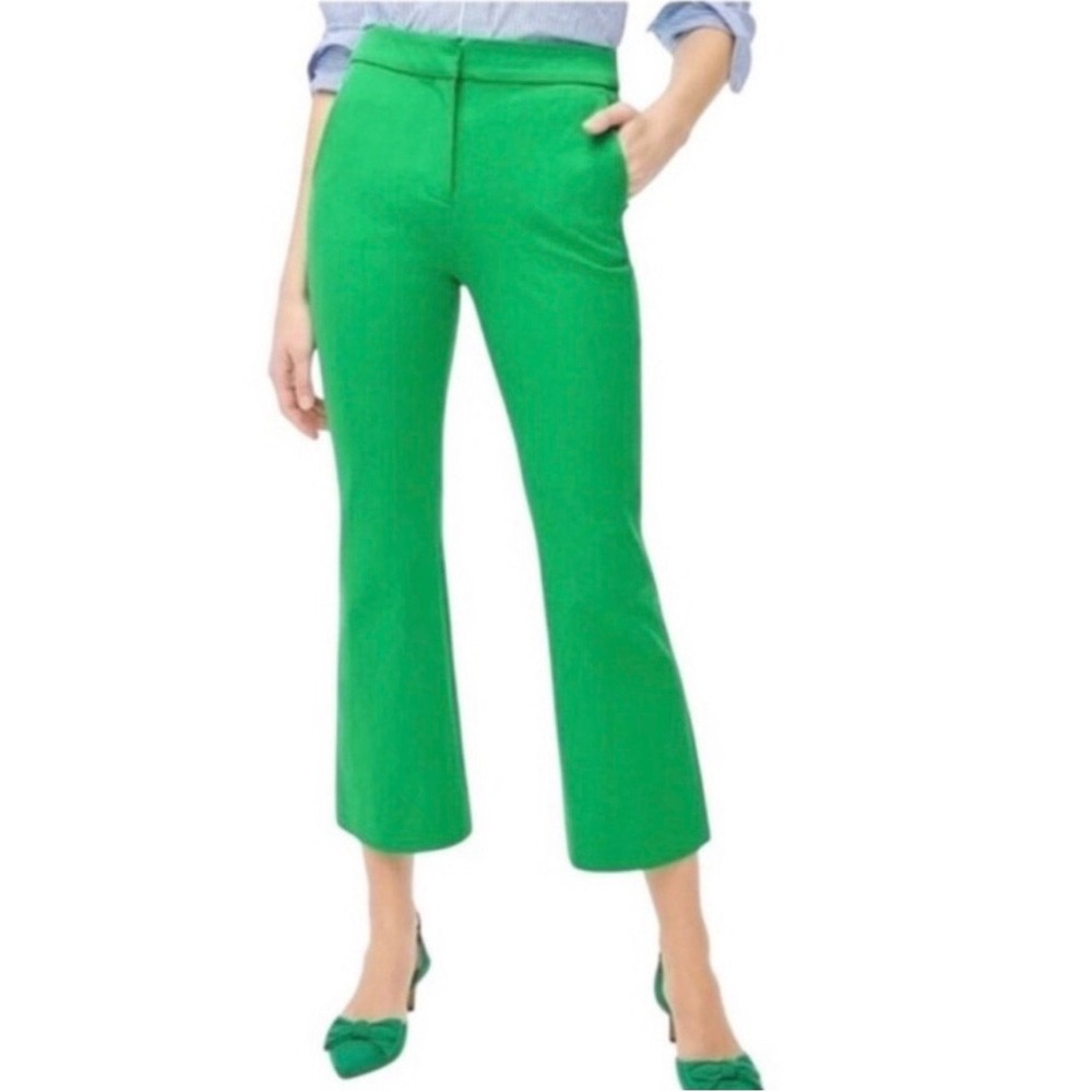 J.Crew Kelsey Pant Green Cropped Kick Flare Trousers Womens Size 0